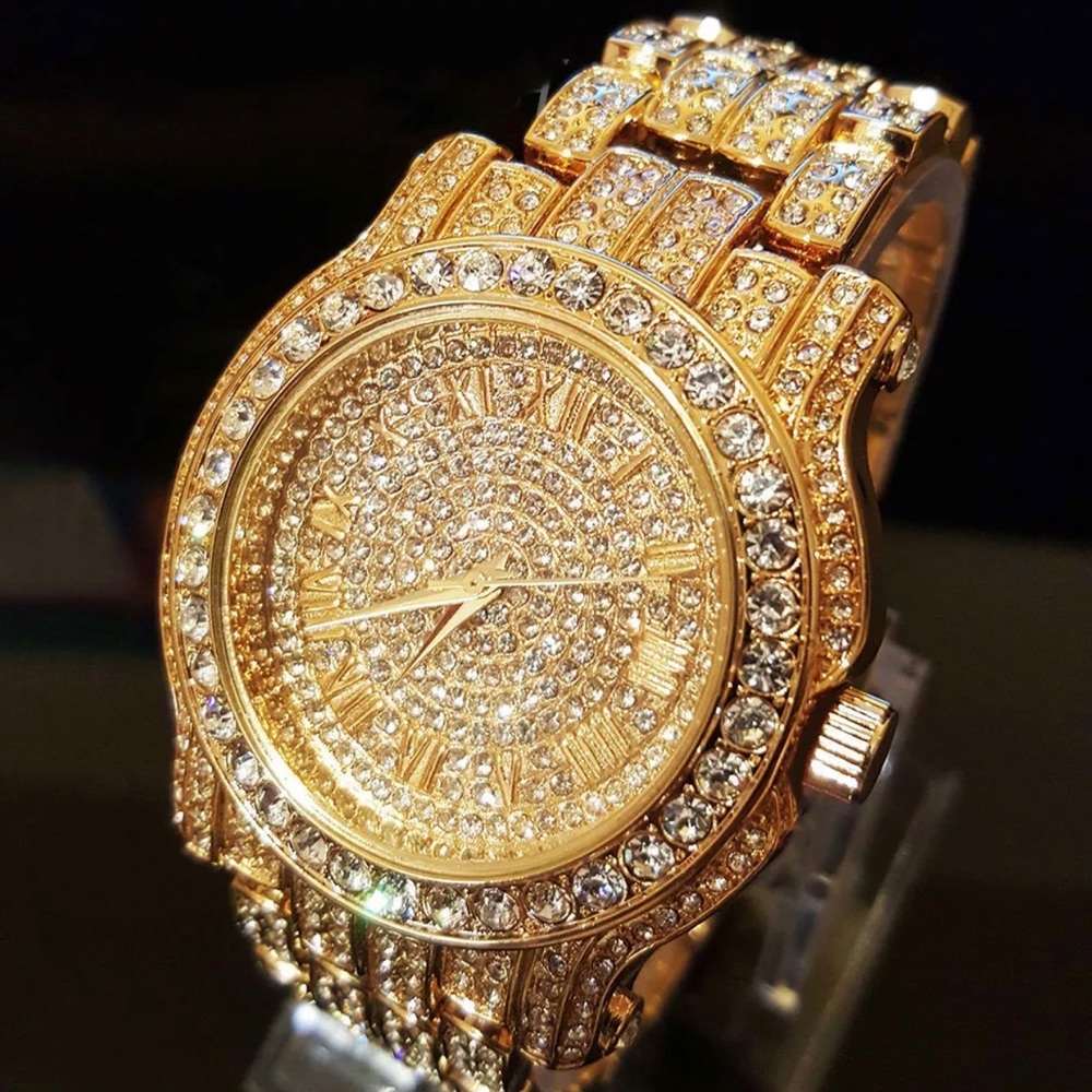 Men’s Hiphop Iced Gold Plated Lab Diamond Watch